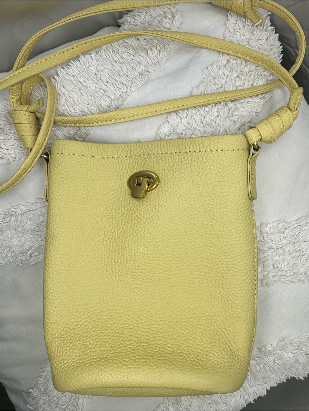 Butter Yellow Genuine Leather Mini Flap Crossbody Bag